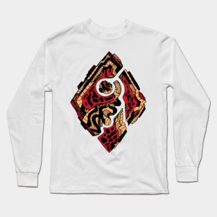 Red and Cream Abstract Rhombus Long Sleeve T-Shirt